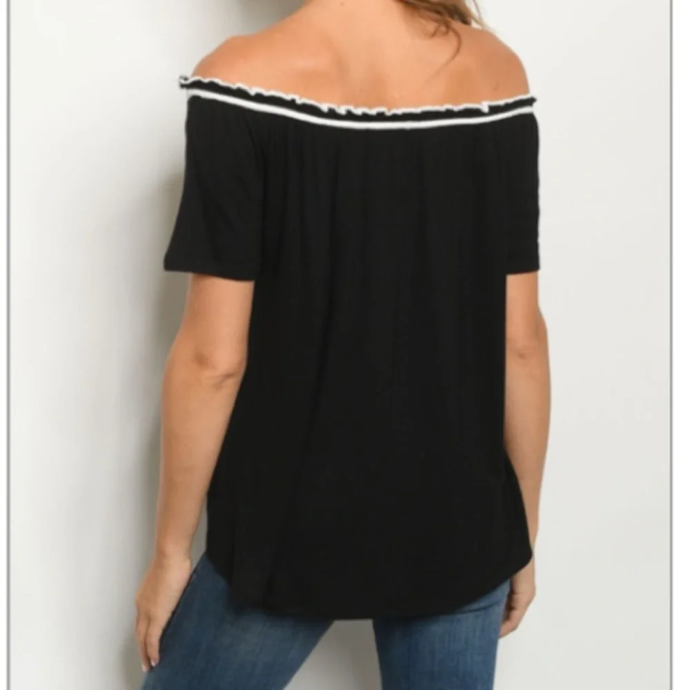 Black Off The Shoulder Top - Picture 10 of 11